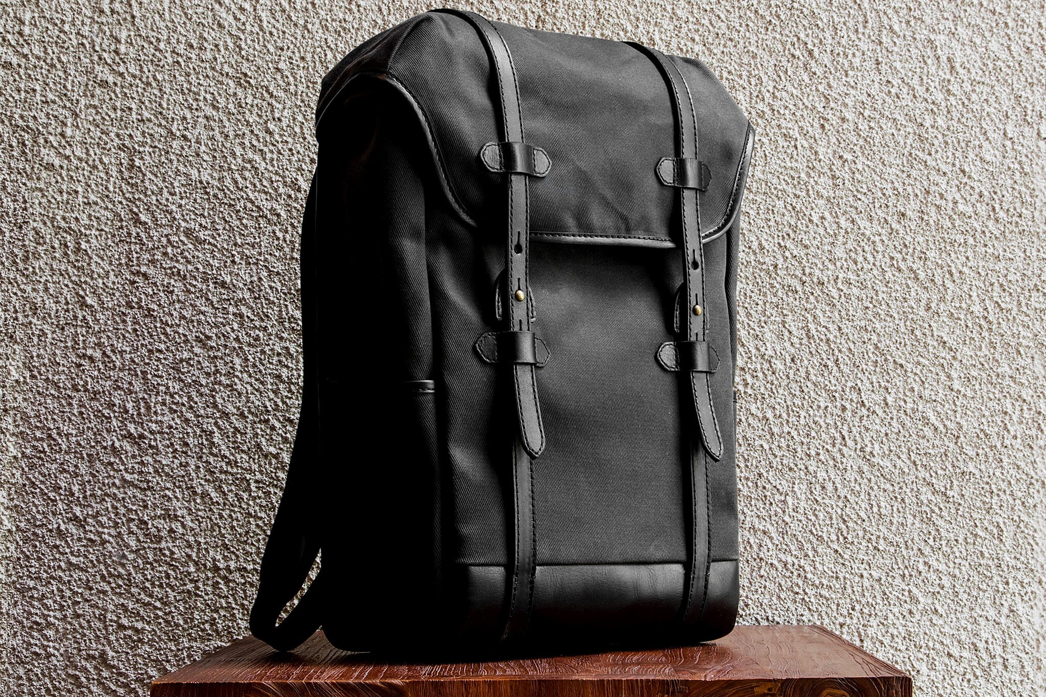 Daypack | Backpack | Black Waxed Twill | Monogrammed