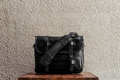 R.F. 11 Leather Messenger Bag | Field Bag | Black | Monogrammed